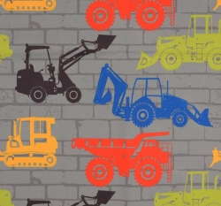 Softshell s fleecem potisk stavební stroje na šedé