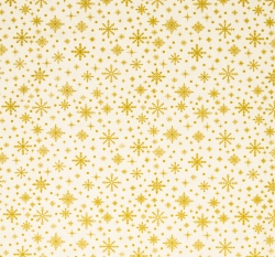Bavlněné plátno potisk zlaté vločky na smetanové