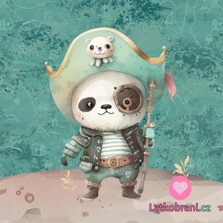 Panel potisk panda pirát na smaragdové