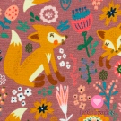 Úplet potisk liška neposeda na starorůžové