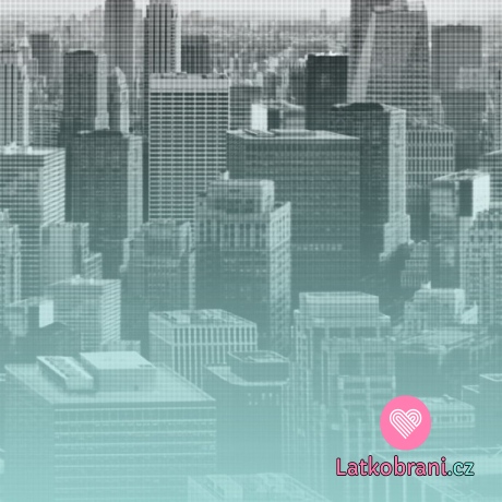 Viskózový úplet bordura mrakodrapy v šedo - mintové