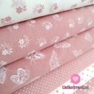 Bavlněné plátno starorůžové proužky na bílé