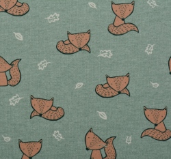 Teplákovina počesaná potisk lištičky na mintové melange