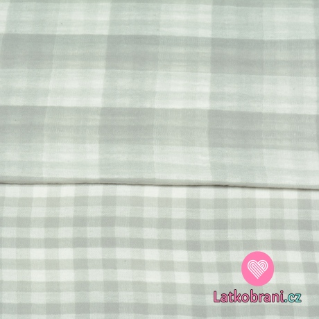 Dvojitá gázovina / mušelín šedá kostka, oboustranná