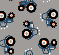 Úplet potisk modré traktory na šedé
