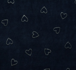 Nicky velur potisk třpytivá srdíčka na námořnické modré 