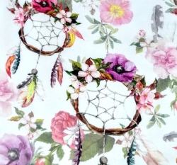 Teplákovina potisk fialkové lapače snů na květinovém podkladu