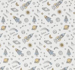 Úplet potisk rakety mezi planetami na bílé