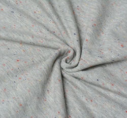 Teplákovina počesaná drobné barevné nopky na šedé