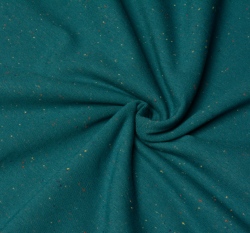 Teplákovina počesaná drobné barevné nopky na petrolejové