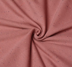 Teplákovina počesaná drobné barevné nopky na růžové