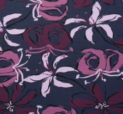 Úplet potisk růžové květy na tmavě šedém podkladu