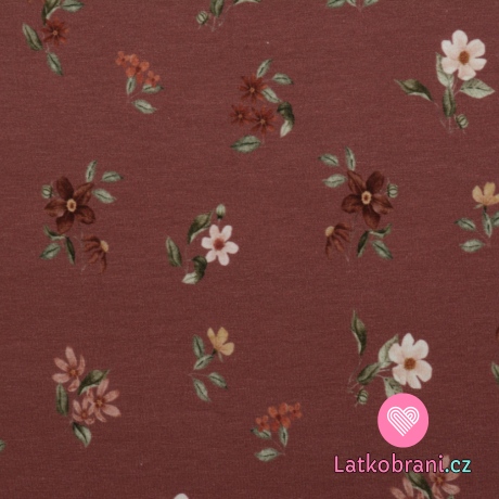 Úplet potisk květiny na červené
