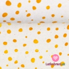 Úplet potisk žluté nepravidelné puntíčky na přírodní bílé