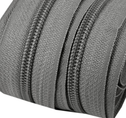 Metrážový zip spirálový 5 mm šedá ocelová