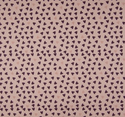 Bavlněný popelín potisk tmavší a světlejší srdíčka na zaprášené růžové