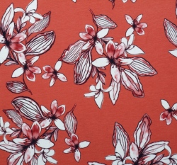 Úplet potisk květy Magnólie na cihlovém podkladu