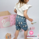 Žebrovaný úplet potisk motýlci na modré, BIO