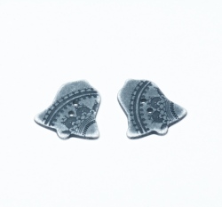 Knoflík modrý tmavší zdobený zvoneček