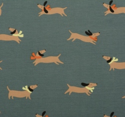 Úplet potisk jezevčíci na modré