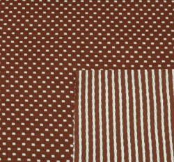 Úplet oboustranný cihlový s ecru proužky/čtverečky 