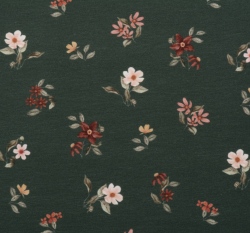 Úplet potisk květiny na tmavě zelené