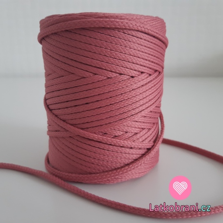 Šňůra oděvní kulatá  PES 4 mm starorůžová tmavší