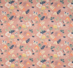 Úplet květiny a lístky na starorůžové