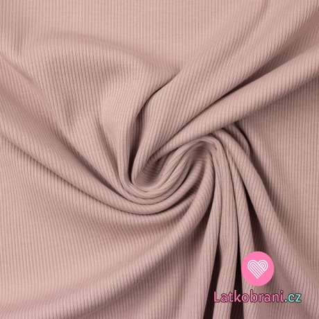 Žebrovaný jednobarevný úplet starorůžový světlejší 