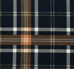 Bavlněný flanel modrooranžová kostka