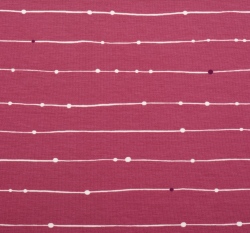 Úplet potisk bílý proužek s puntíky na růžové