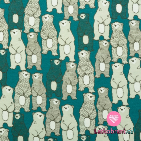 Úplet potisk lední medvědi na modrém podkladu