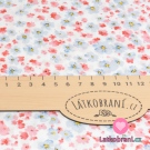 Viskóza potisk barevná kvítka na bílé