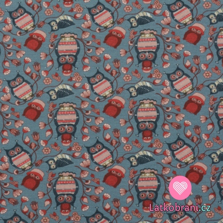 Úplet sovičky na modré