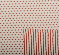 Úplet oboustranný ecru s cihlovými proužky/čtverečky 