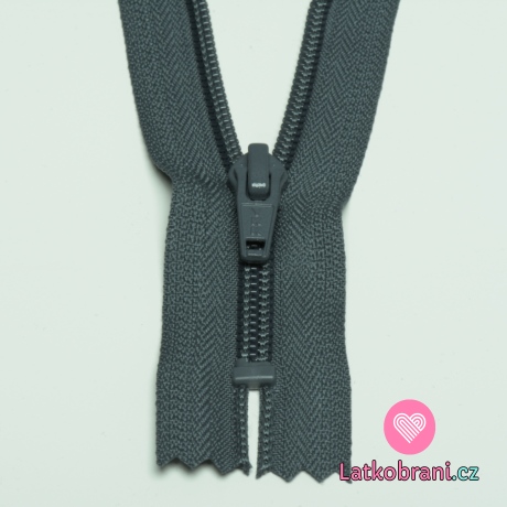 Zip spirálový nedělitelný tmavě šedý 12 cm