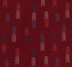Viskóza potisk barevné šipky na bordó