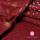 Bavlněné plátno potisk zlaté vločky mezi puntíky na červené