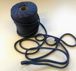 Šňůra kulatá oděvní PES 7 mm šedomodrá