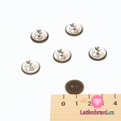 Knoflík šedý kulatý, dětský zajíček na bílé