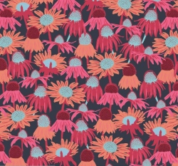 Úplet potisk barevné kopretiny na černé 