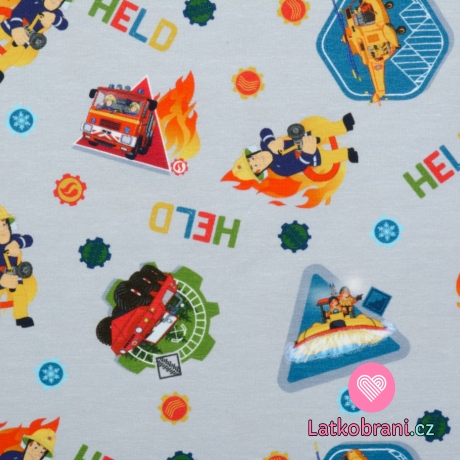 Úplet potisk požárník Sam na šedé