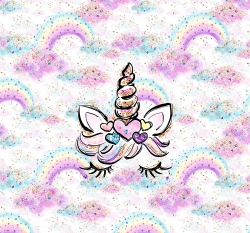 Panel jednorožec s dlouhými řasami a duhou