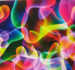 Úplet potisk barevné vlny na černé