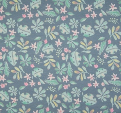 Úplet potisk zelené lístky na zaprášené modré