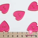 Knoflík srdíčko hladké, průhledné růžové