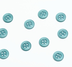 Knoflík kulatý, čtyřdírkový petrolejový