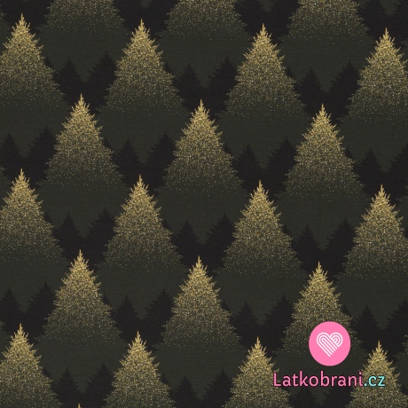 Úplet potisk zlaté stromy se "třpytivým" efektem na šedé