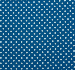 Bavlněné plátno bílé puntíky na modré tmavší 