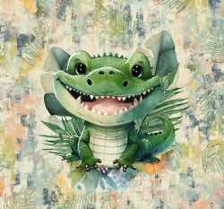 Panel potisk malý krokodýl v tropickém pralese